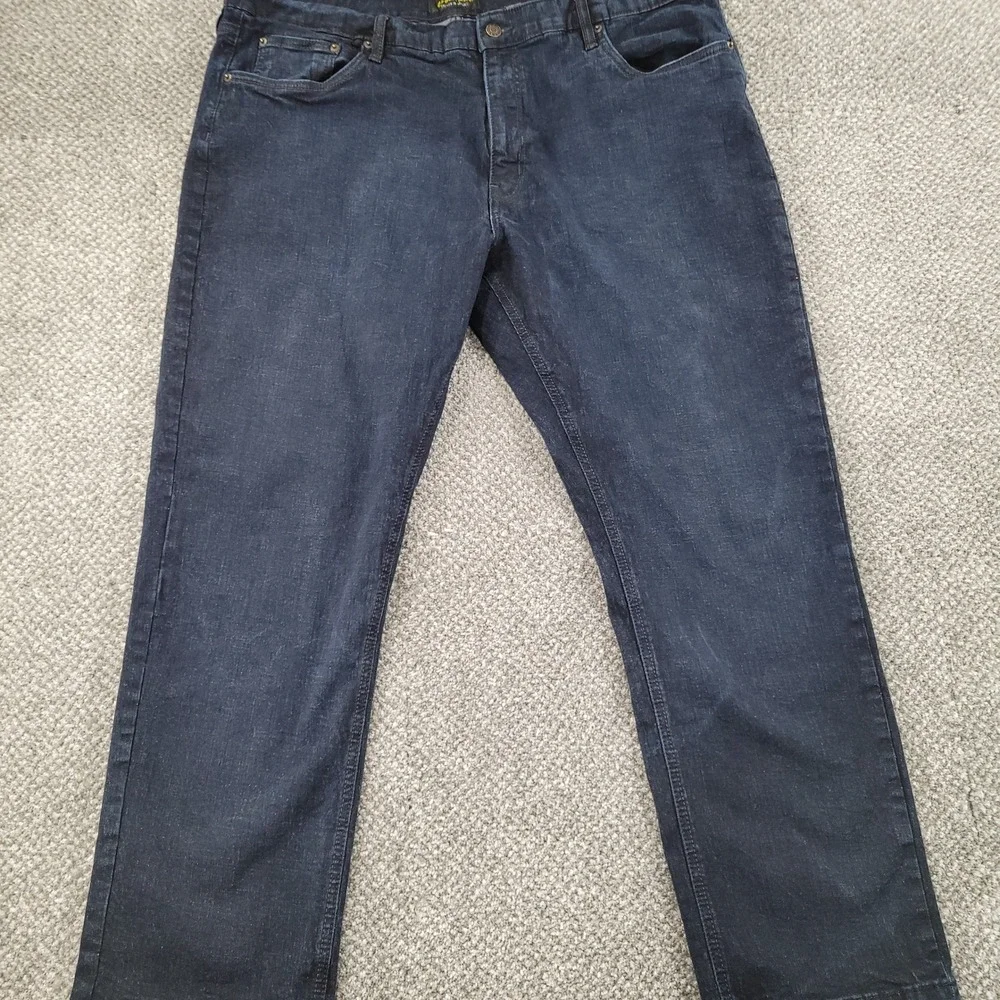 Urban Star Mens Dark Wash Straight Leg Stretch Denim Jeans 44x30 Blue Stretch
